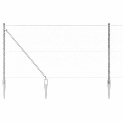 Fence with Posts Silver 1.2 x 50 m PVC-coated steel