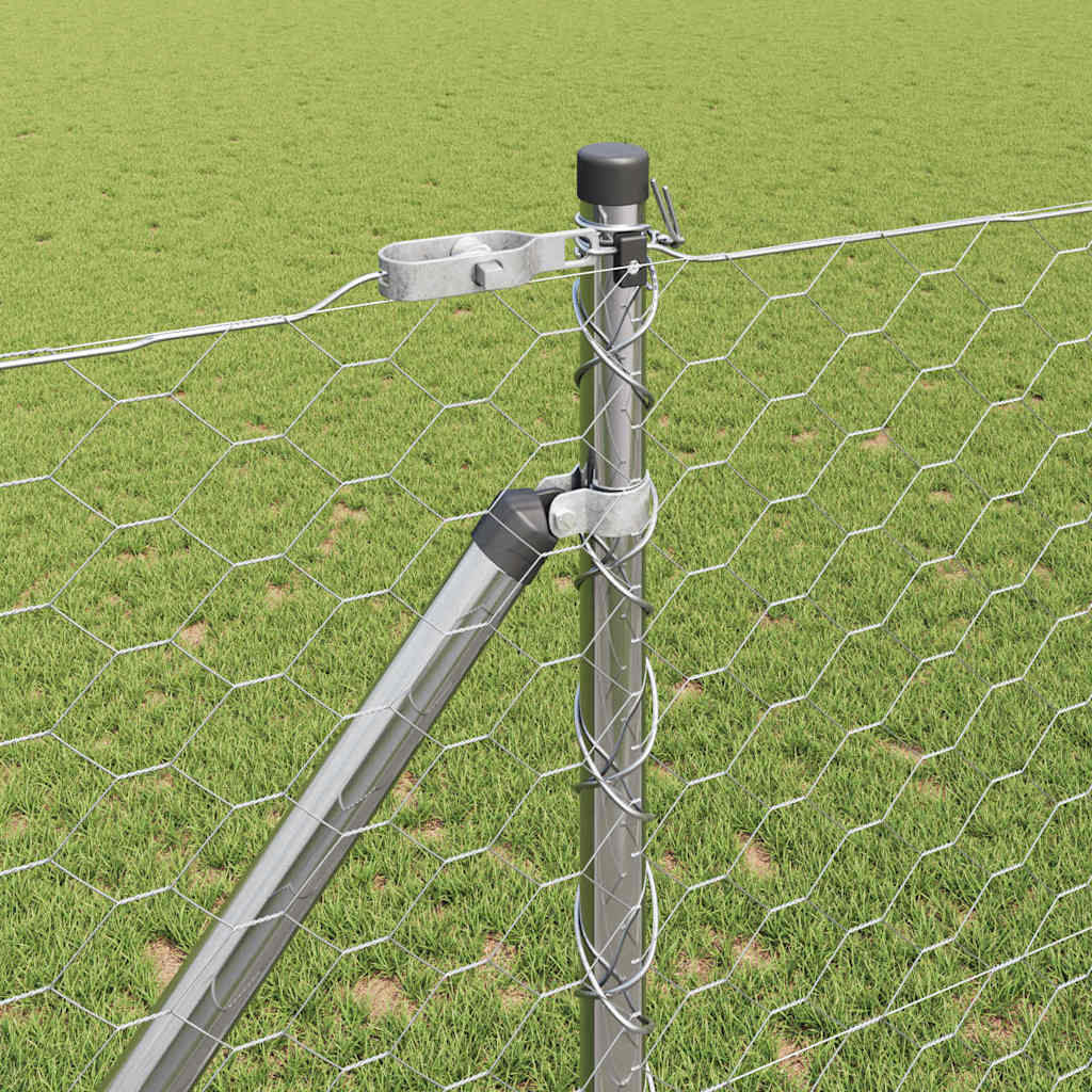 Fence with Posts Silver 1.4 x 50 m PVC-coated steel
