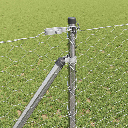 Fence with Posts Silver 1.4 x 50 m PVC-coated steel