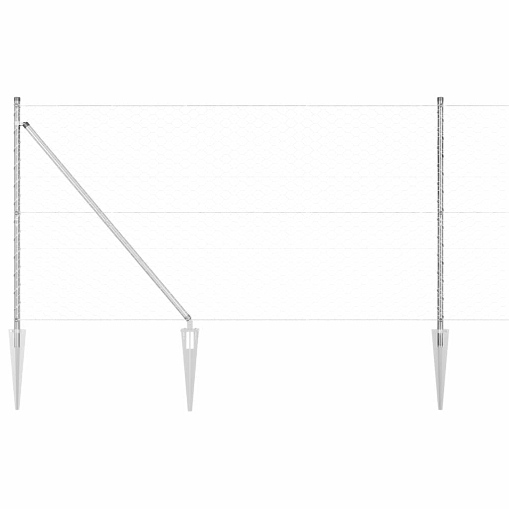 Fence with Posts Silver 1.4 x 50 m PVC-coated steel