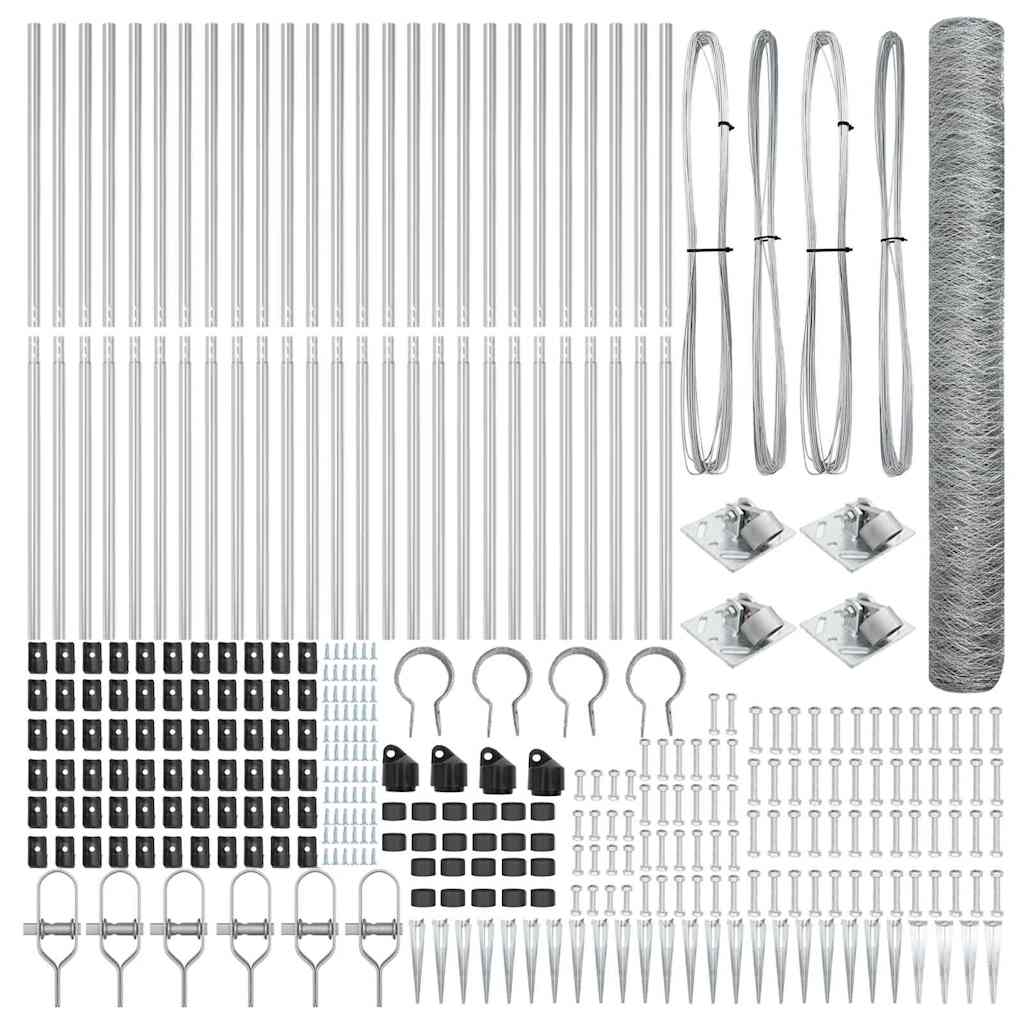 Fence with Posts Silver 1.4 x 50 m PVC-coated steel