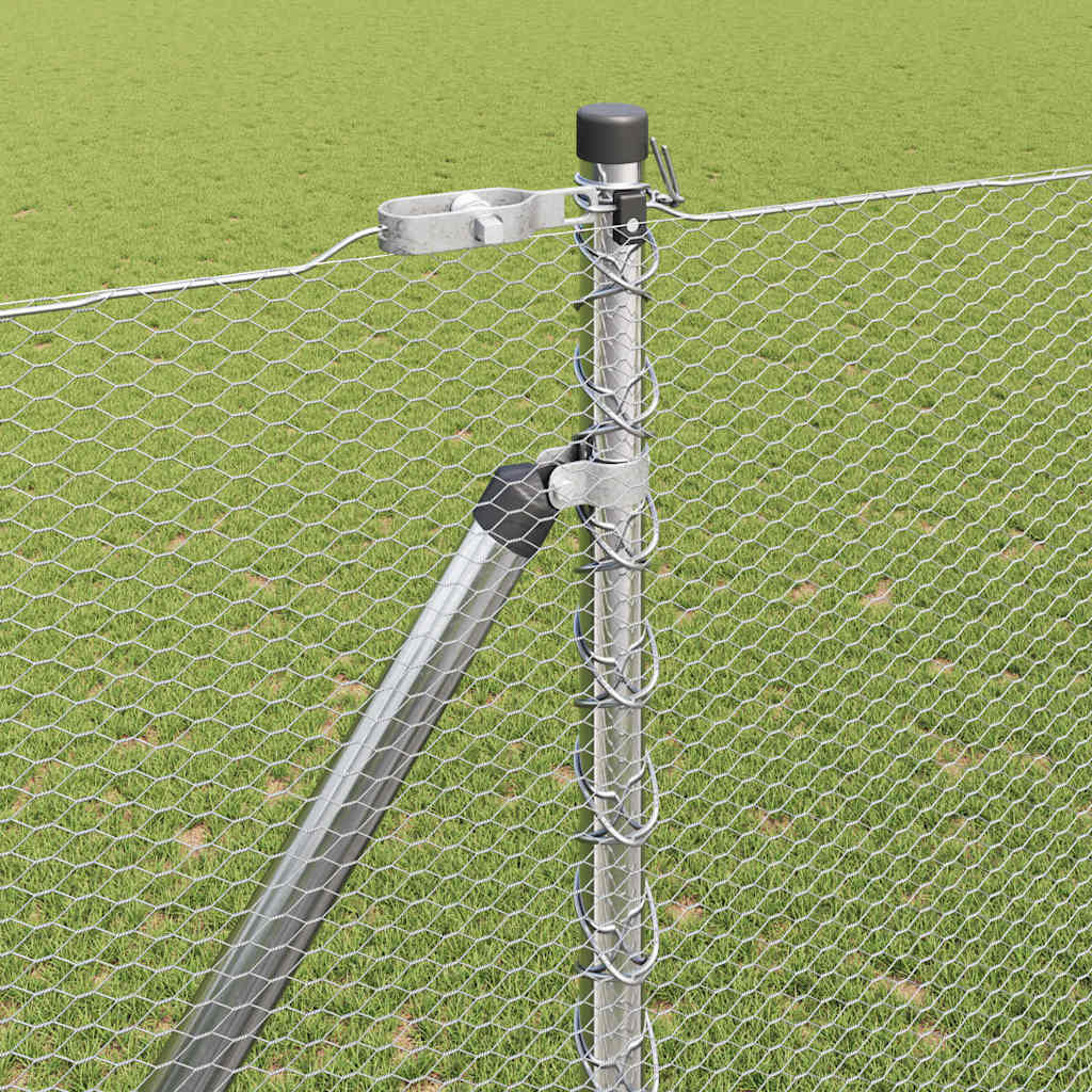 Fence with Posts Silver 1.6 x 50 m PVC-coated steel