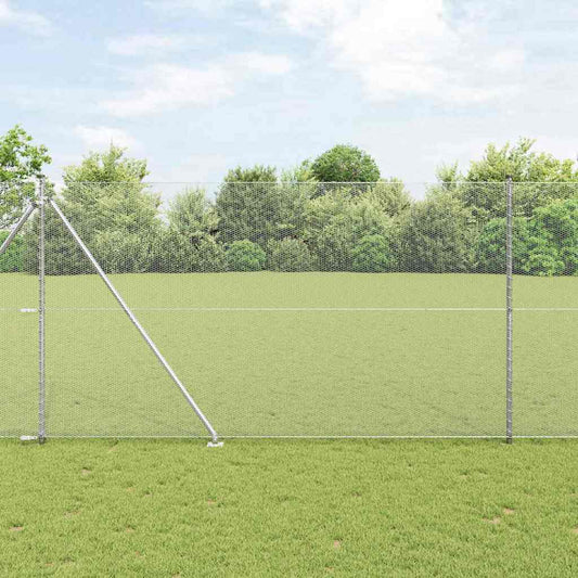 Fence with Posts Silver 1.6 x 50 m PVC-coated steel