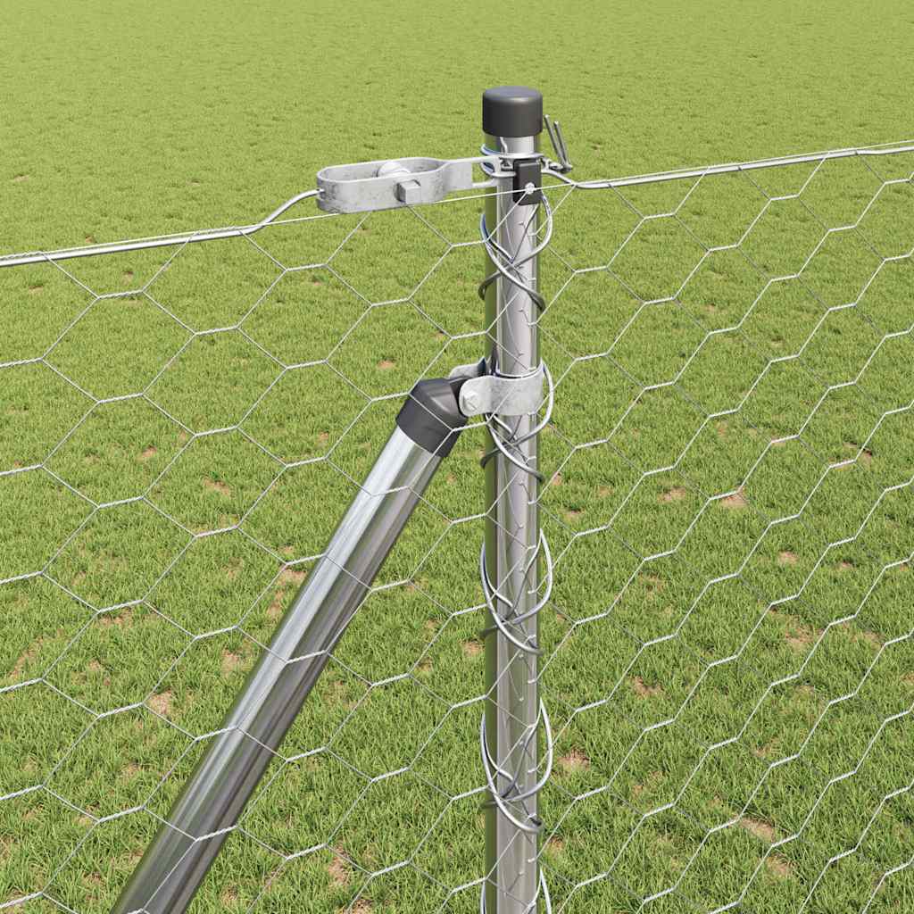 Fence with Posts Silver 1.6 x 50 m PVC-coated steel