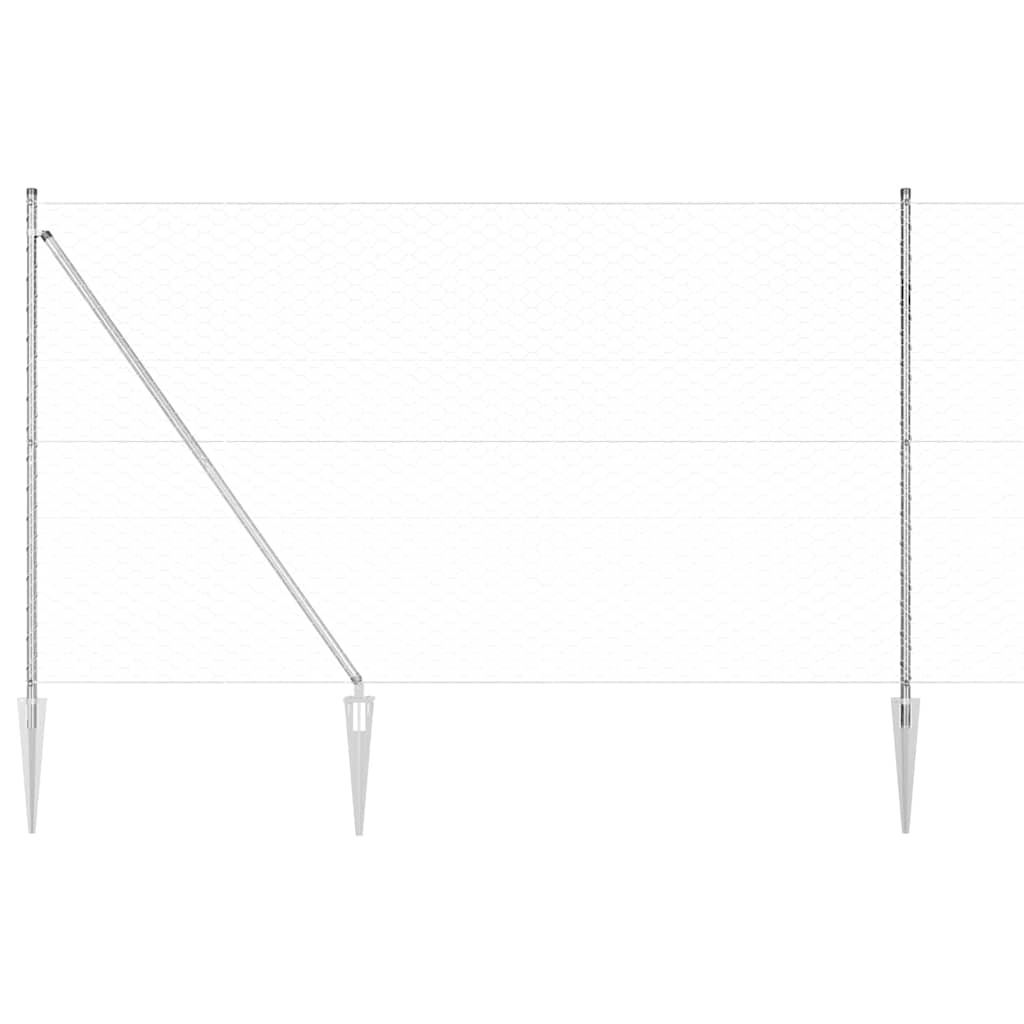 Fence with Posts Silver 1.6 x 50 m PVC-coated steel