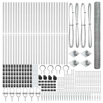 Fence with Posts Silver 1.6 x 50 m PVC-coated steel