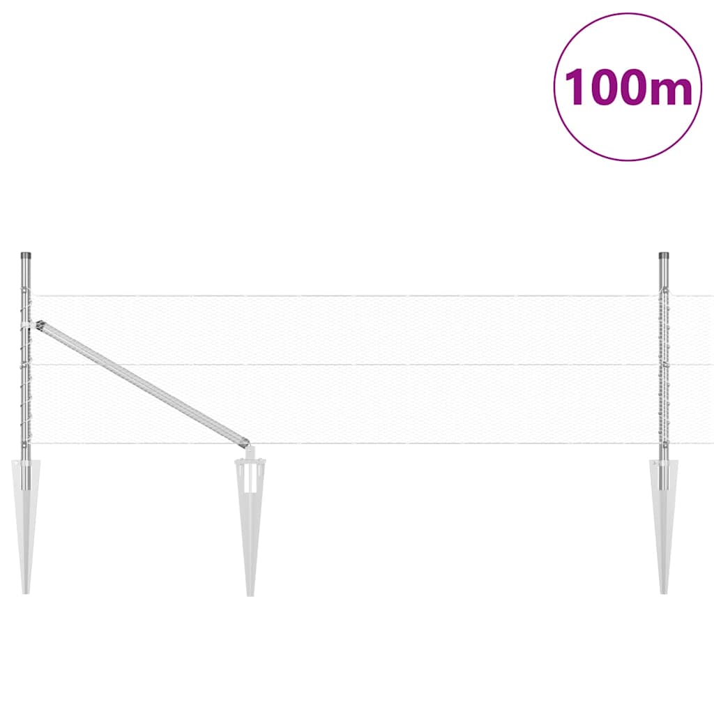 Fence with Posts Silver 0.4 x 100 m PVC-coated steel