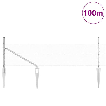 Fence with Posts Silver 0.4 x 100 m PVC-coated steel