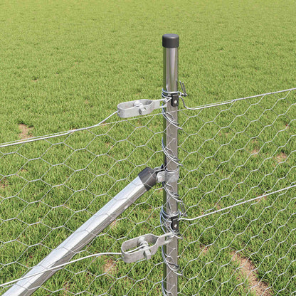 Fence with Posts Silver 0.5 x 100 m PVC-coated steel