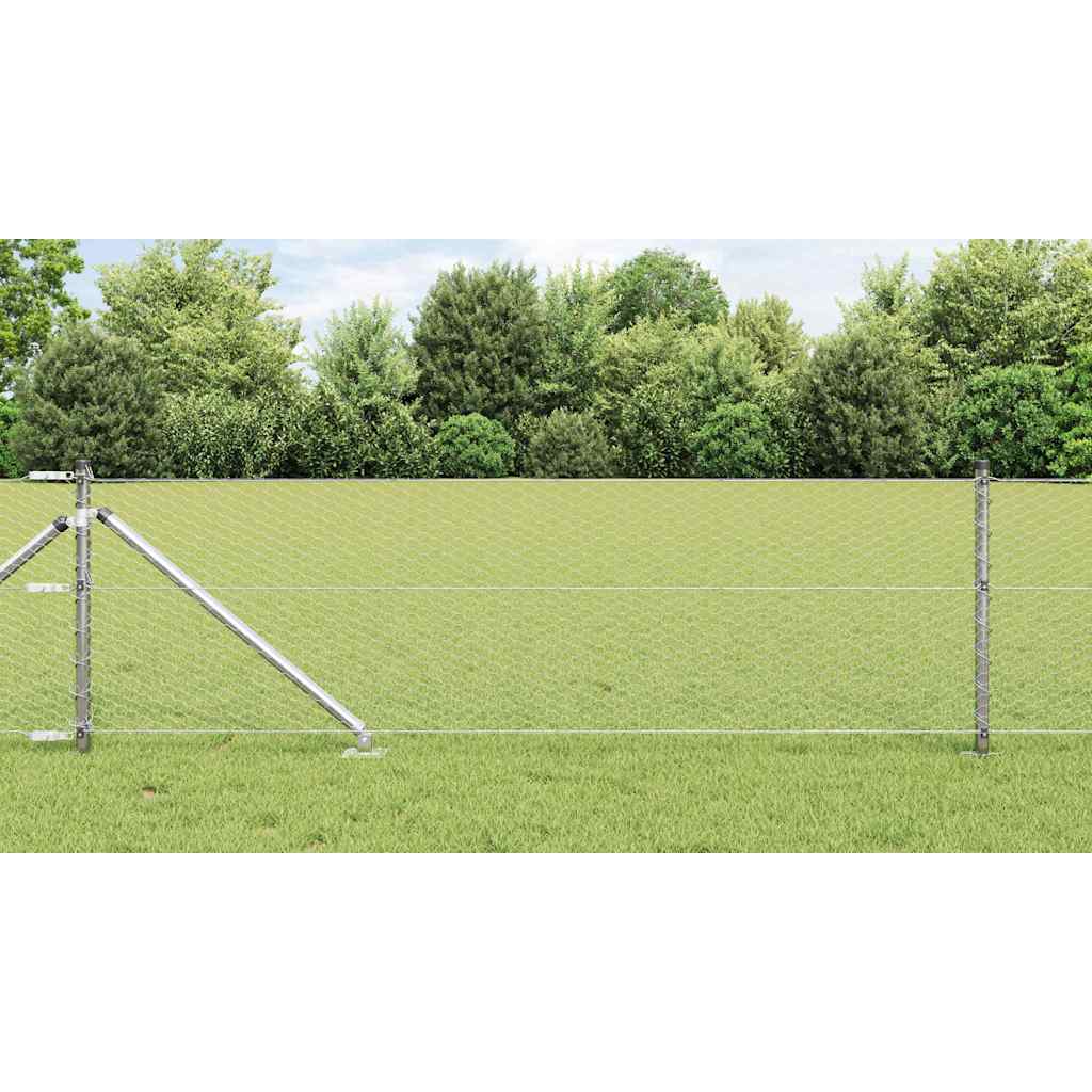 Fence with Posts Silver 0.6 x 100 m PVC-coated steel