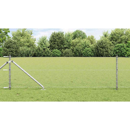 Fence with Posts Silver 0.6 x 100 m PVC-coated steel