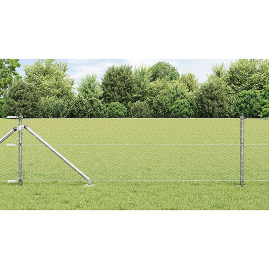 Fence with Posts Silver 0.6 x 100 m PVC-coated steel