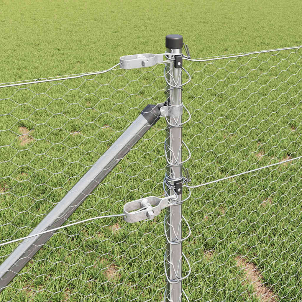 Fence with Posts Silver 0.6 x 100 m PVC-coated steel