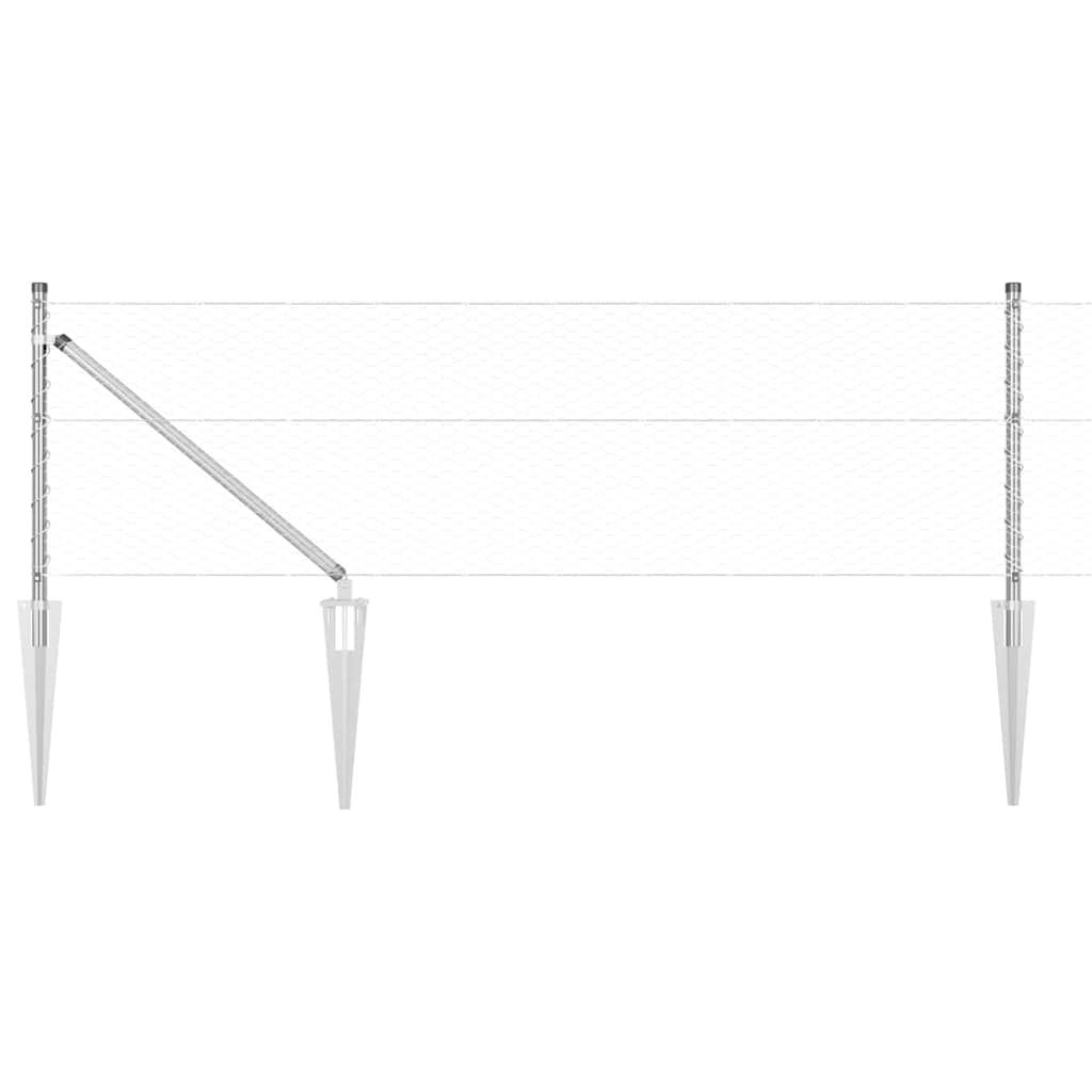 Fence with Posts Silver 0.6 x 100 m PVC-coated steel