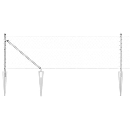 Fence with Posts Silver 0.6 x 100 m PVC-coated steel