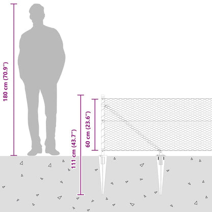 Fence with Posts Silver 0.6 x 100 m PVC-coated steel