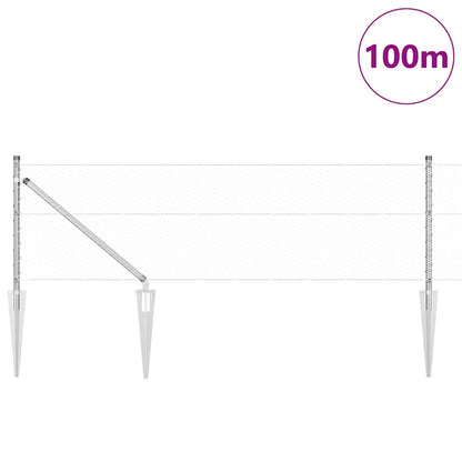 Fence with Posts Silver 0.6 x 100 m PVC-coated steel