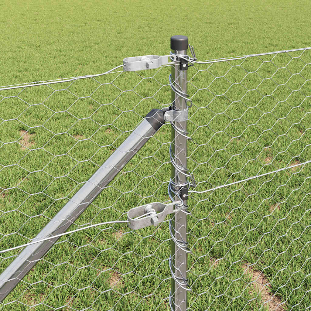 Fence with Posts Silver 0.6 x 100 m PVC-coated steel