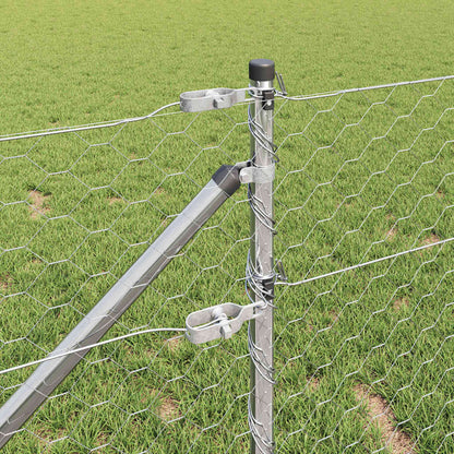 Fence with Posts Silver 0.6 x 100 m PVC-coated steel