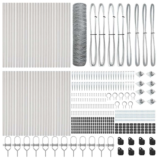 Fence with Posts Silver 0.8 x 100 m PVC-coated steel