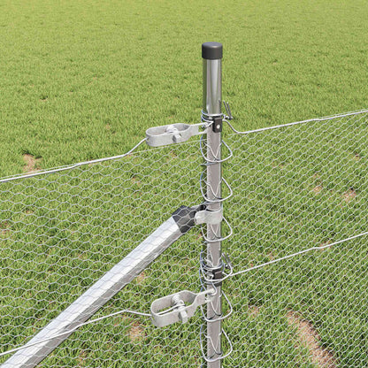 Fence with Posts Silver 1 x 100 m PVC-coated steel