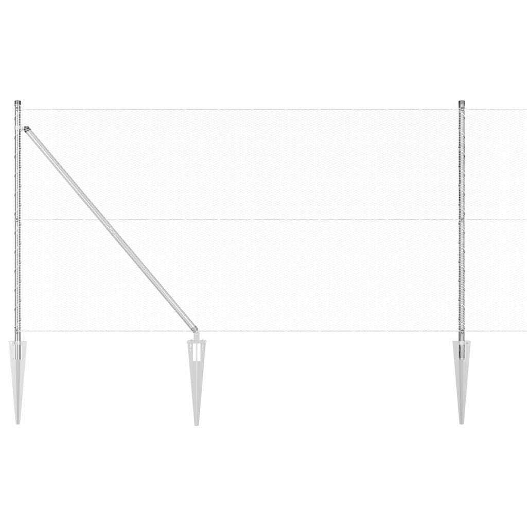 Fence with Posts Silver 1 x 100 m PVC-coated steel