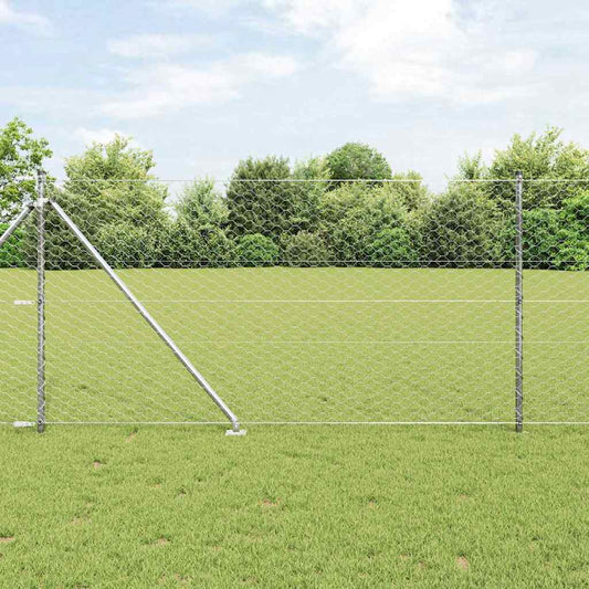 Fence with Posts Silver 1 x 100 m PVC-coated steel