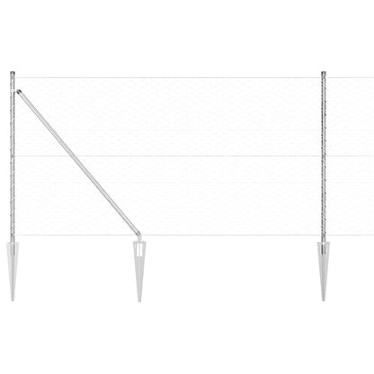 Fence with Posts Silver 1 x 100 m PVC-coated steel