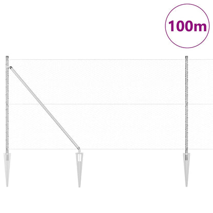 Fence with Posts Silver 1.2 x 100 m PVC-coated steel