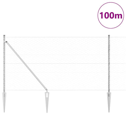 Fence with Posts Silver 1.2 x 100 m PVC-coated steel