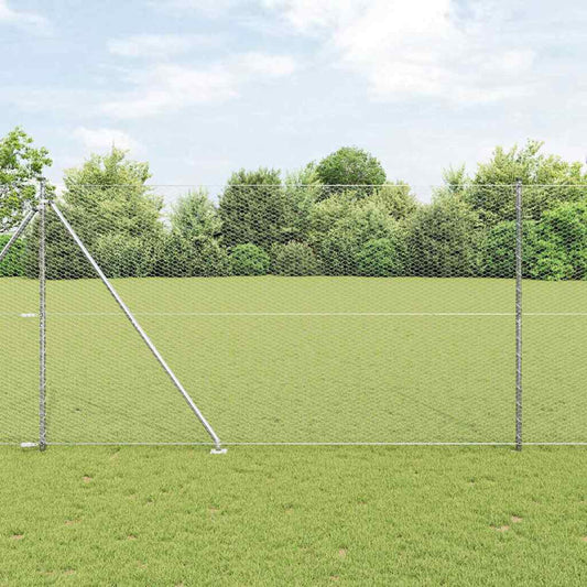 Fence with Posts Silver 1.6 x 100 m PVC-coated steel