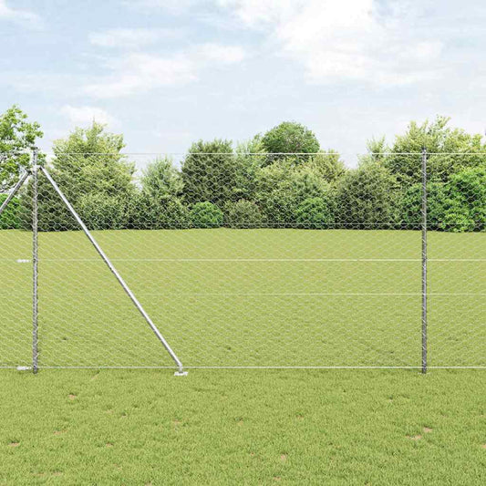Fence with Posts Silver 1.6 x 100 m PVC-coated steel