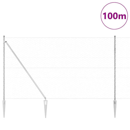 Fence with Posts Silver 1.6 x 100 m PVC-coated steel