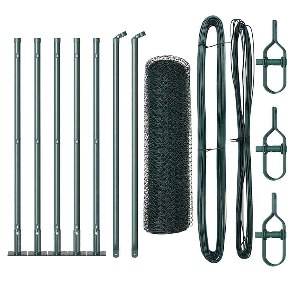 Fence with Posts Green 0.6 x 10 m PVC-coated steel