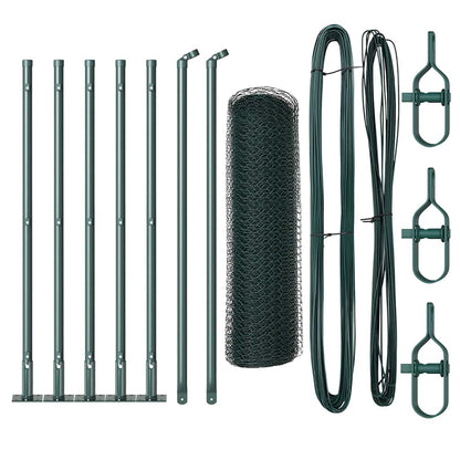 Fence with Posts Green 0.6 x 10 m PVC-coated steel