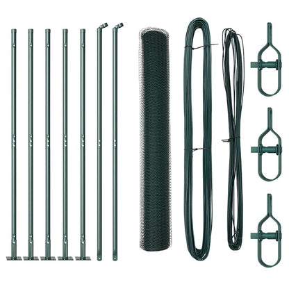 Fence with Posts Green 0.8 x 10 m PVC-coated steel