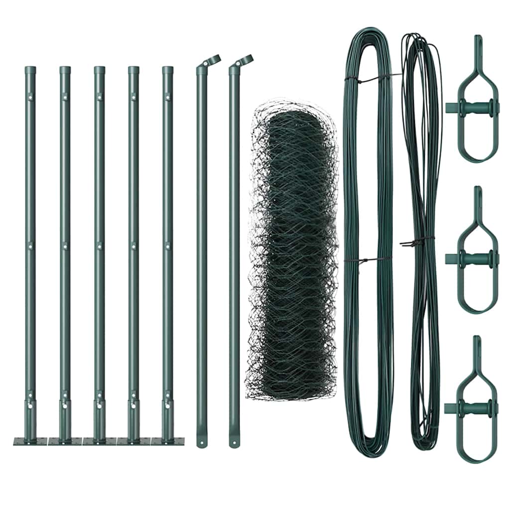 Fence with Posts Green 0.8 x 10 m PVC-coated steel