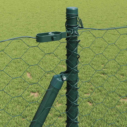 Fence with Posts Green 1 x 10 m PVC-coated steel