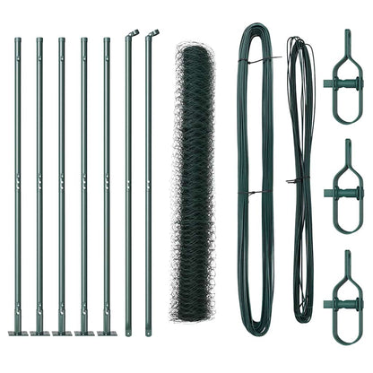 Fence with Posts Green 1 x 10 m PVC-coated steel