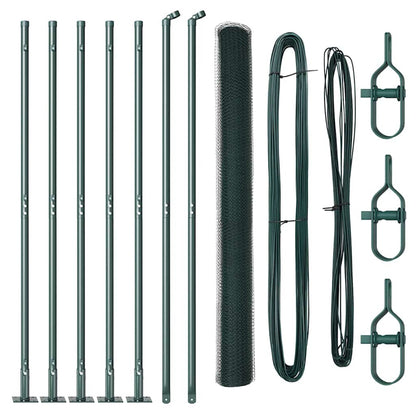Fence with Posts Green 1.5 x 10 m PVC-coated steel