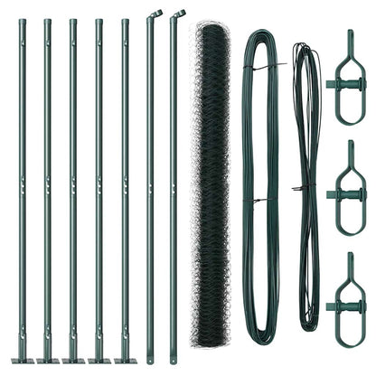 Fence with Posts Green 1.6 x 10 m PVC-coated steel