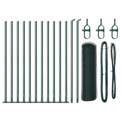 Fence with Posts Green 0.4 x 25 m PVC-coated steel
