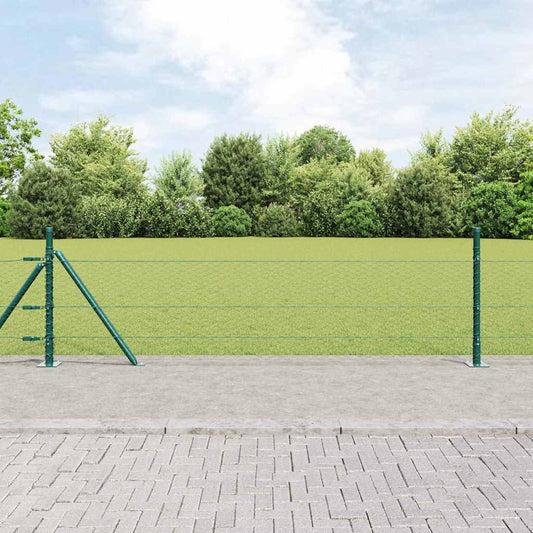 Fence with Posts Green 0.4 x 25 m PVC-coated steel