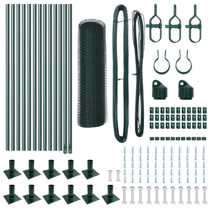 Fence with Posts Green 0.4 x 25 m PVC-coated steel