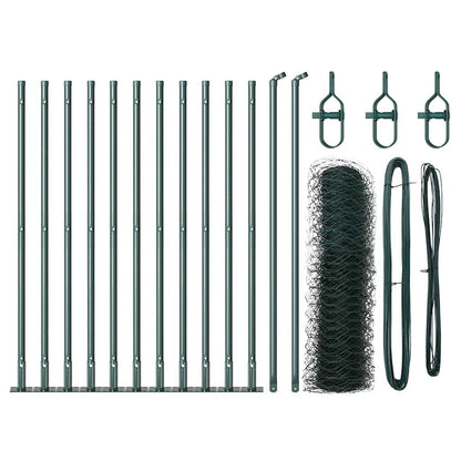 Fence with Posts Green 0.5 x 25 m PVC-coated steel