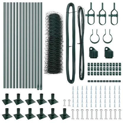 Fence with Posts Green 0.5 x 25 m PVC-coated steel