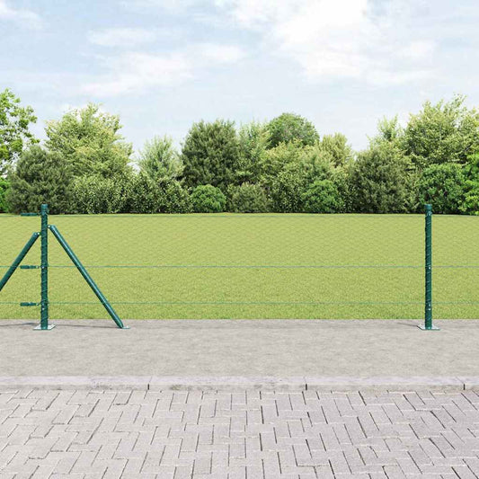 Fence with Posts Green 0.6 x 25 m PVC-coated steel