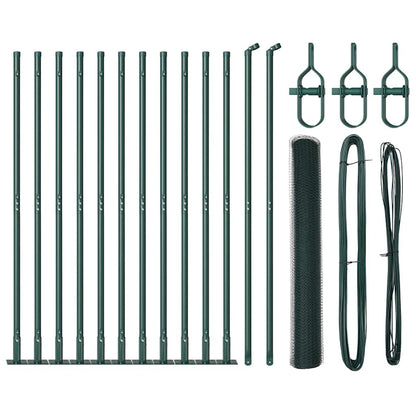 Fence with Posts Green 1 x 25 m PVC-coated steel