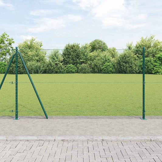 Fence with Posts Green 1.2 x 25 m PVC-coated steel