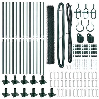 Fence with Posts Green 1.2 x 25 m PVC-coated steel
